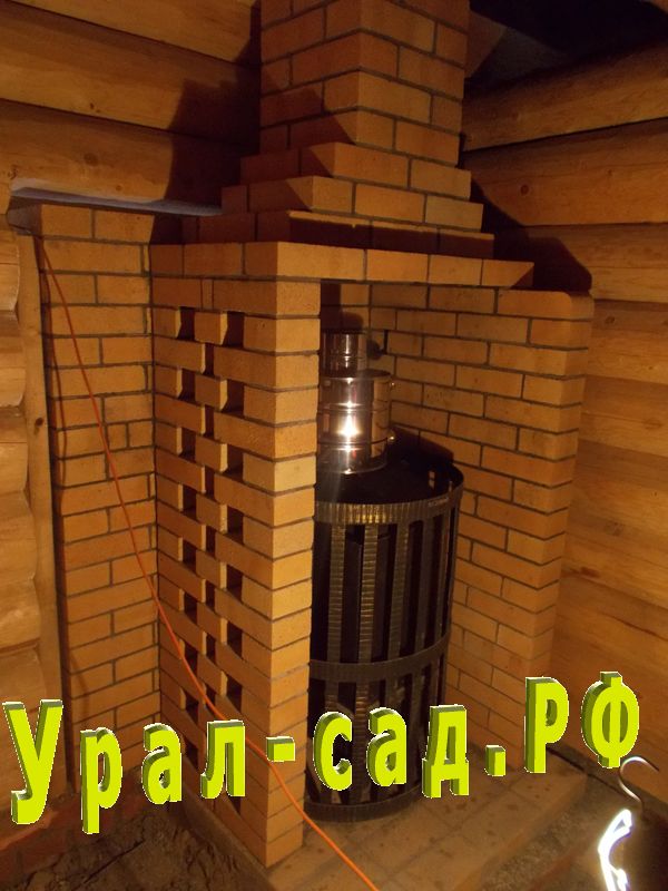 печь банная, обложенная кирпичом
