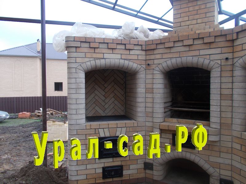 комплекс для барбекю из кирпича