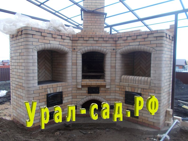 комплекс для барбекю из кирпича