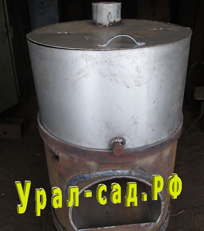 печь банная круглая с нержавеющим баком