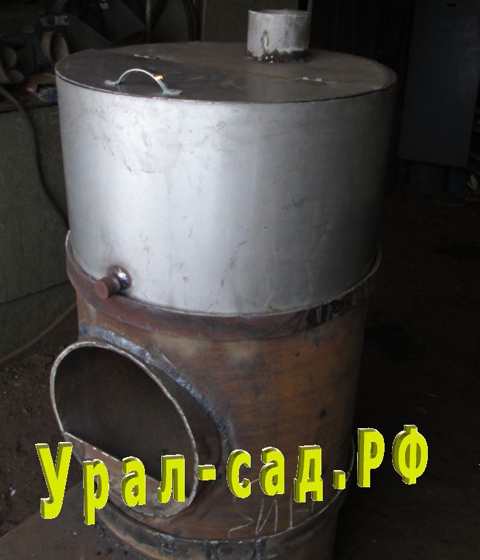 печь банная круглая с нержавеющим баком