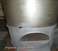 печь для бани с круглым нержавеющим баком