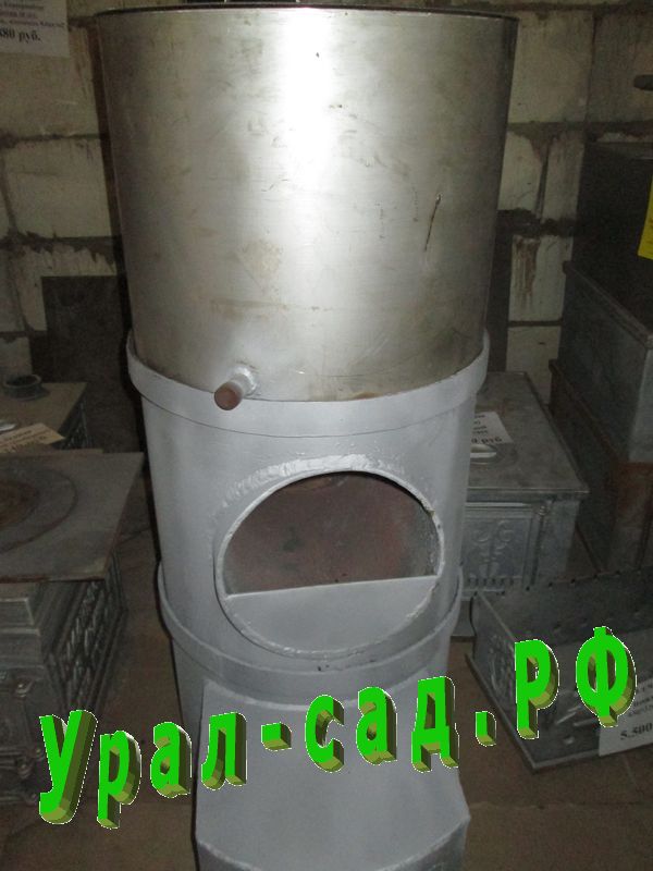 печь банная с круглым нержавеющим баком