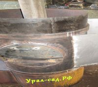 печь для бани с навесным сферическим полукруглым нержавеющим баком